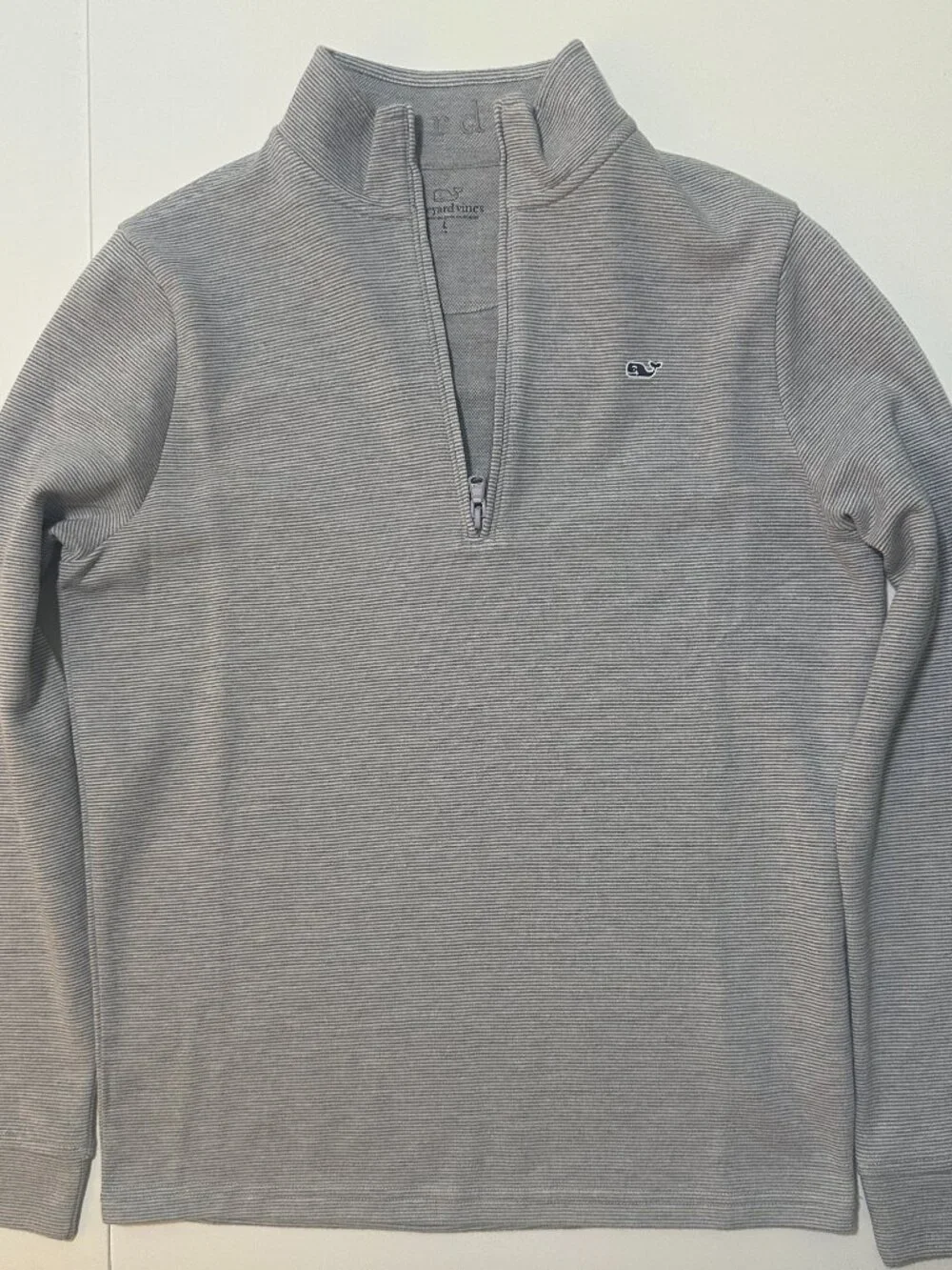 Vineyard Vines Boys Quarter Zip Shep Shirt Grey Stripe Youth L (16)